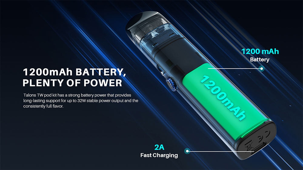 Talons TW has a built-in 1200mAh battery,